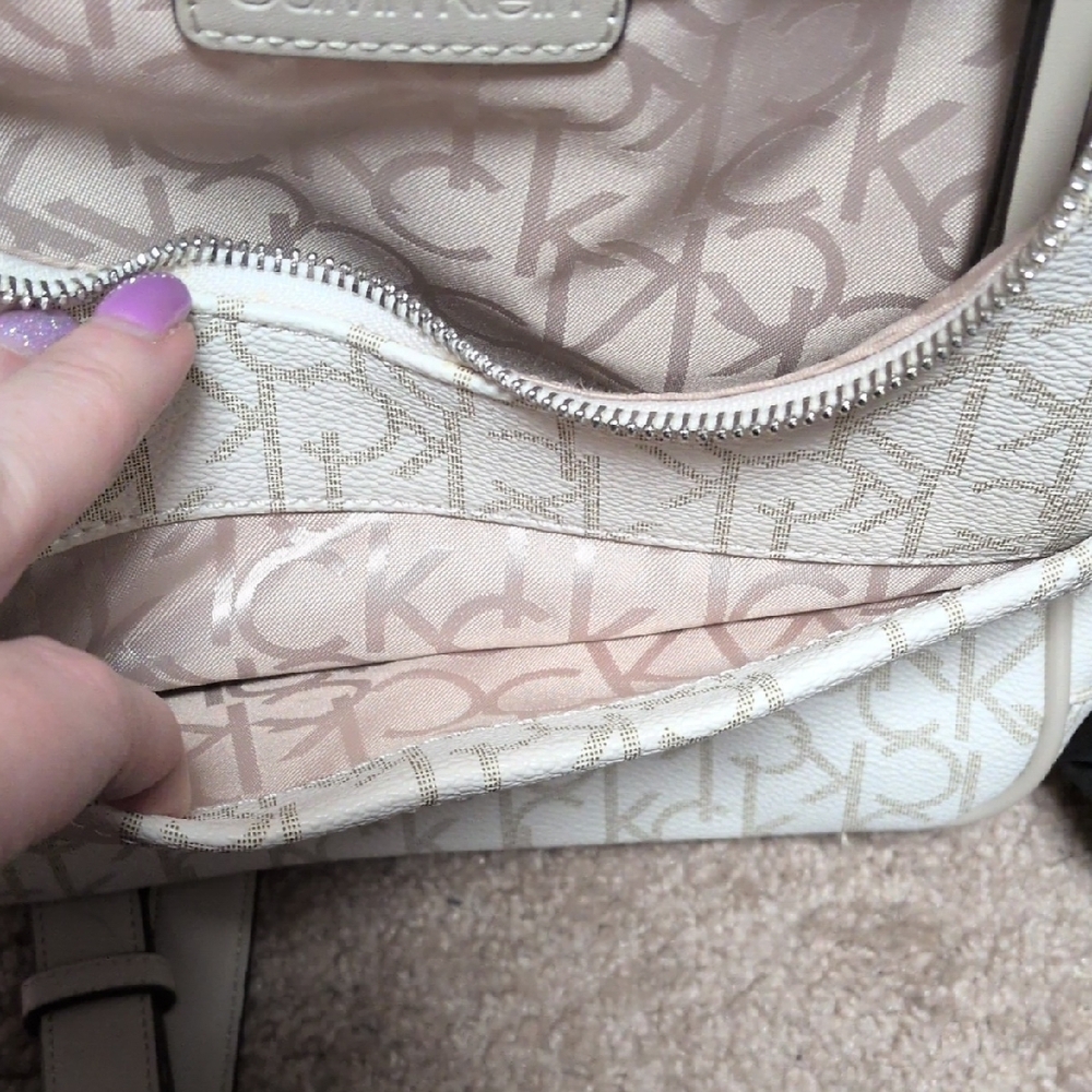 Calvin Klein Monogram Cream Backpack - Picture 3 of 4